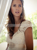 Lace Wedding Dresses,Wedding Dress with Sleeve,Open Back Bridal Dress,Romantic Bridal Dress,WD00161