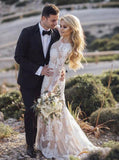 Lace Wedding Dresses with Sleeves,Destination Wedding Dress Long,WD00406