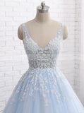 Light Blue Bridal Dress,Princess Wedding Dresses,Classic Bridal Dress,Backless Bridal Dress,WD00233