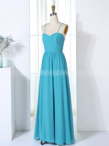 Light Blue Bridesmaid Dresses,Ruched Bridesmaid Dress,Full Length Bridesmaid Dress,BD00303