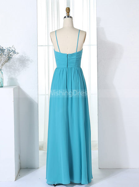 Light Blue Bridesmaid Dresses,Ruched Bridesmaid Dress,Full Length Bridesmaid Dress,BD00303