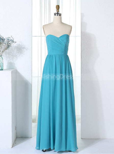 Light Blue Bridesmaid Dresses,Ruched Bridesmaid Dress,Full Length Bridesmaid Dress,BD00303