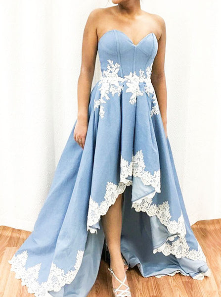 Light Blue High Low Prom Dress,Girl Homecoming Dress,Fashion Evening Party Dress PD00117