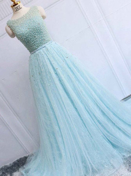 Light Blue Homecoming Dresses,Long Homecoming Dress,Lace Homecoming Dress,HC00150