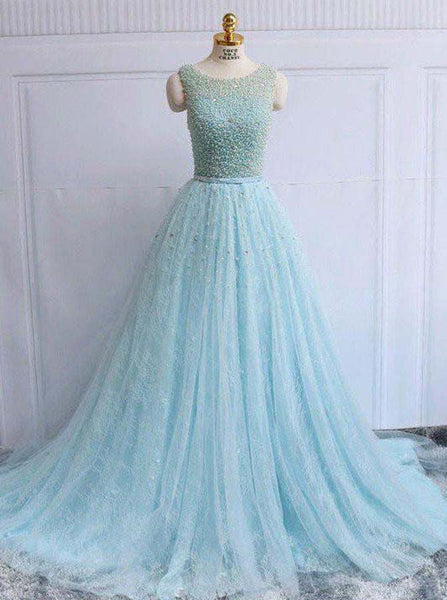 Light Blue Homecoming Dresses,Long Homecoming Dress,Lace Homecoming Dress,HC00150