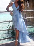 Light Blue Prom Dresses,High Low Prom Dress,Simple Homecoming Dress,PD00256