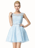 Light Blue Sweet 16 Dresses,Lace Homecoming Dresses,Short Mini Sweet 16 Dress,SW00005