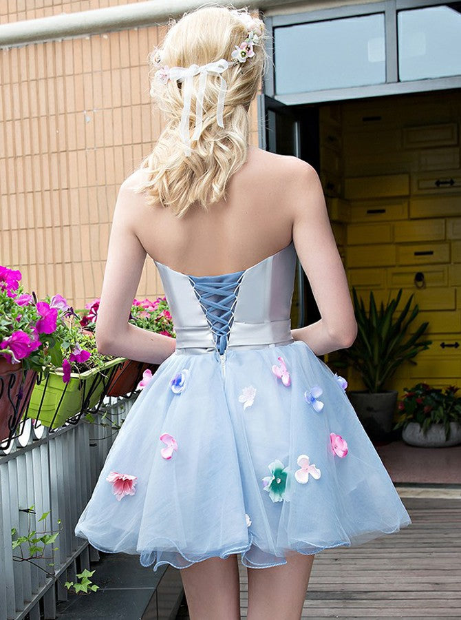 Light Blue Sweet 16 Dresses,Strapless Sweet 16 Dress,Short Mini Sweet