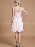 Light Pink Bridesmaid Dresses,Knee Length Bridesmaid Dress,Elegant Bridesmaid Dress,BD00255