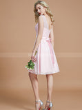 Light Pink Bridesmaid Dresses,Knee Length Bridesmaid Dress,Elegant Bridesmaid Dress,BD00255