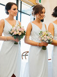 Light SkyBlue Bridesmaid Dress,Asymmetrical Bridesmaid Dress,Chiffon Short Bridesmaid Dress,BD00052