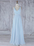 LightSkyBlue Bridesmaid Dresses,Chiffon Bridesmaid Dress,BD00346