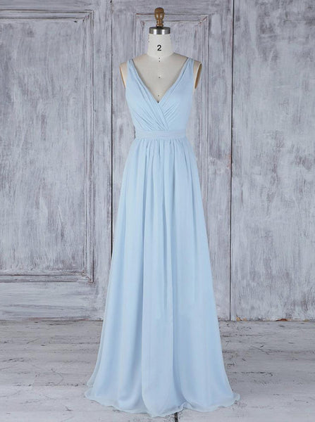 LightSkyBlue Bridesmaid Dresses,Chiffon Bridesmaid Dress,BD00346