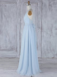 LightSkyBlue Bridesmaid Dresses,Chiffon Bridesmaid Dress,BD00346