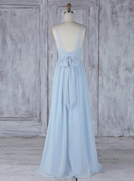 LightSkyBlue Bridesmaid Dresses,Chiffon Bridesmaid Dress,BD00346