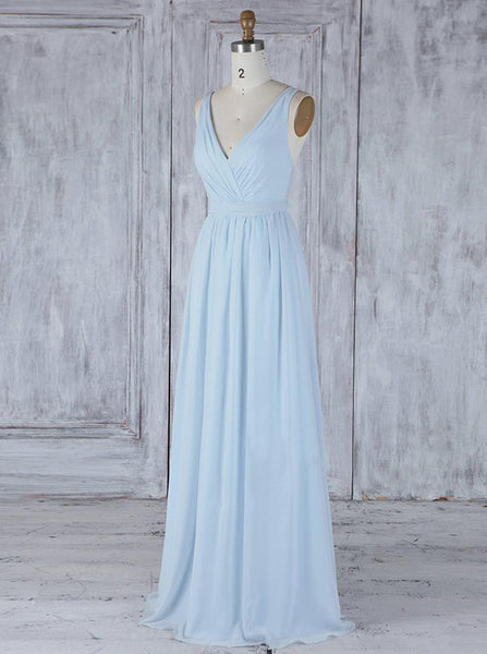 LightSkyBlue Bridesmaid Dresses,Chiffon Bridesmaid Dress,BD00346