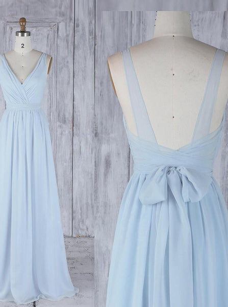LightSkyBlue Bridesmaid Dresses,Chiffon Bridesmaid Dress,BD00346