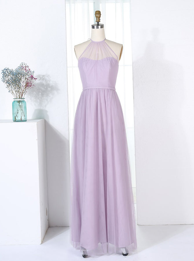 Lilac Bridesmaid Dresses,Tulle Bridesmaid Dress,Halter Bridesmaid Dres