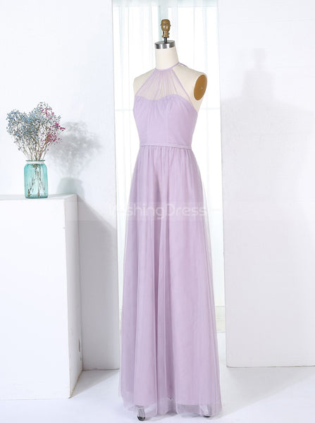Lilac Bridesmaid Dresses,Tulle Bridesmaid Dress,Halter Bridesmaid Dress,BD00291