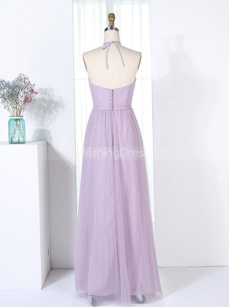 Lilac Bridesmaid Dresses,Tulle Bridesmaid Dress,Halter Bridesmaid Dress,BD00291
