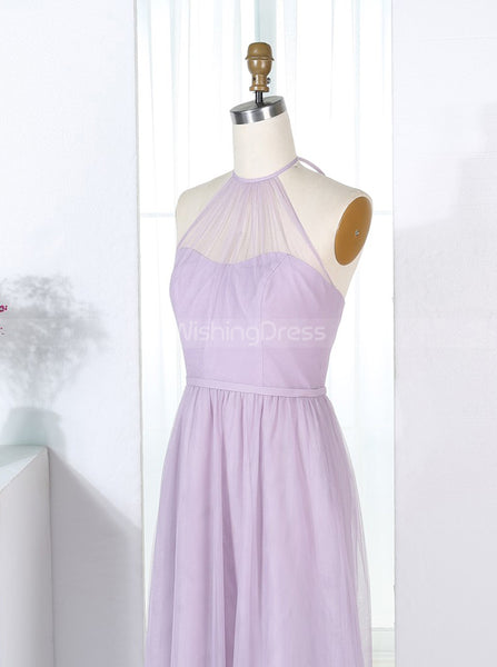 Lilac Bridesmaid Dresses,Tulle Bridesmaid Dress,Halter Bridesmaid Dress,BD00291