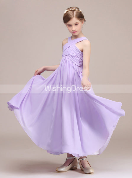 Lilac Junior Bridesmaid Dress,Long Junior Bridesmaid Dress,JB00042