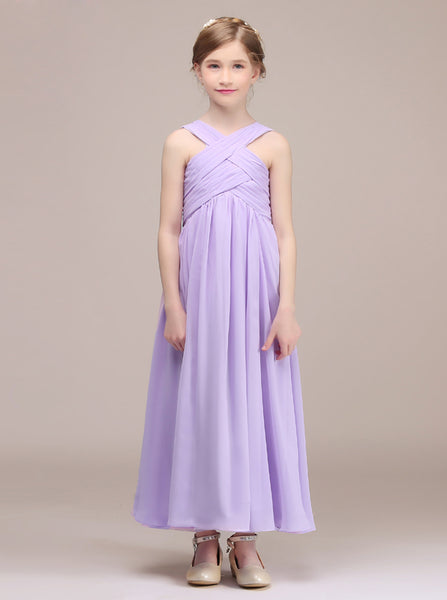 Lilac Junior Bridesmaid Dress,Long Junior Bridesmaid Dress,JB00042