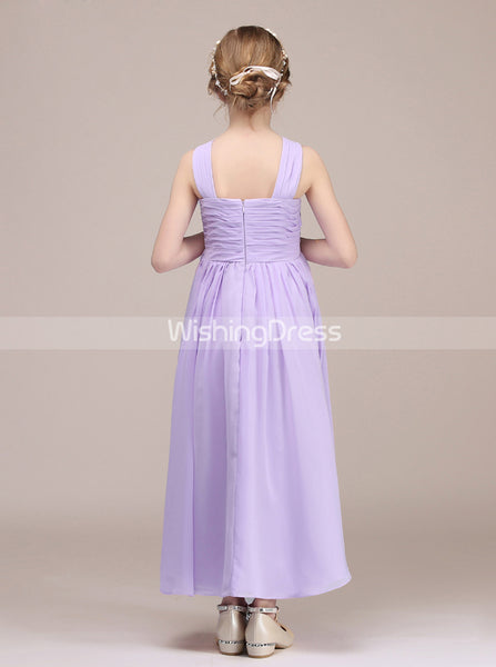 Lilac Junior Bridesmaid Dress,Long Junior Bridesmaid Dress,JB00042