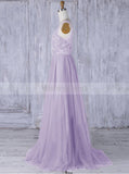 Lilac Long Bridesmaid Dress,Tulle Bridesmaid Dress,V Neck Bridesmaid Dress,BD00054