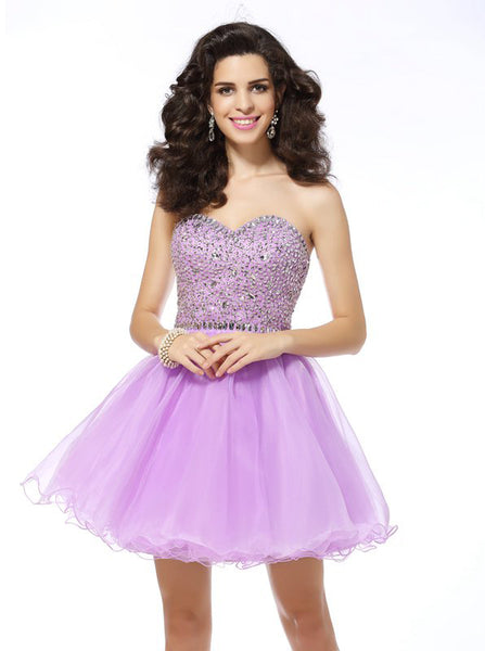 Lilac Sweet 16 Dresses,Sparkly Sweet 16 Dress,Beaded Homecoming Dress,SW00038