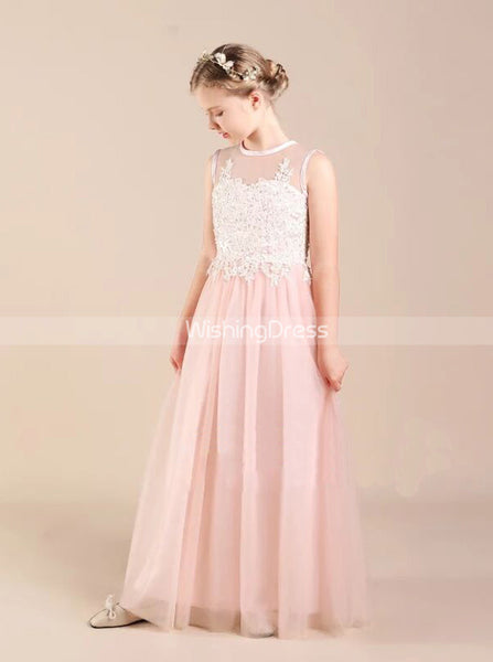 Little Princess Dress,Pink Tulle Formal Dress,Elegant Junior Bridesmaid Dress,JB00053