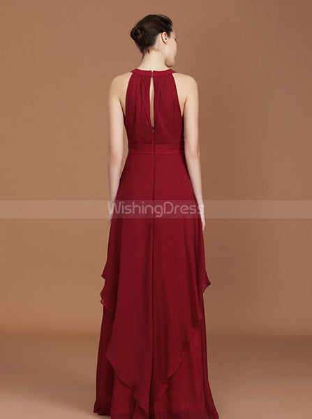 Long Bridesmaid Dresses,Burgundy Bridesmaid Dress,Modest Bridesmaid Dress,BD00222