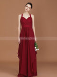 Long Bridesmaid Dresses,Burgundy Bridesmaid Dress,Modest Bridesmaid Dress,BD00222