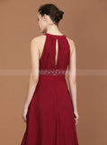 Long Bridesmaid Dresses,Burgundy Bridesmaid Dress,Modest Bridesmaid Dress,BD00222