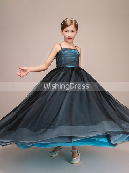 Long Junior Party Dress,Junior Bridesmaid Dress with Straps,Junior Ball Gown Dress,JB00028