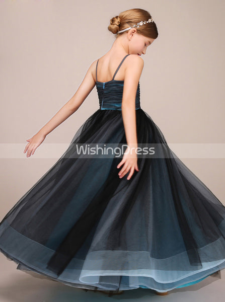 Long Junior Party Dress,Junior Bridesmaid Dress with Straps,Junior Ball Gown Dress,JB00028