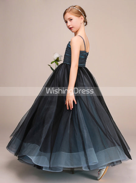 Long Junior Party Dress,Junior Bridesmaid Dress with Straps,Junior Ball Gown Dress,JB00028