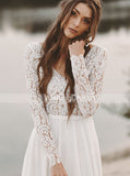 Long Simple Wedding Dress,Bridal Dress with Long Sleeves,WD00432