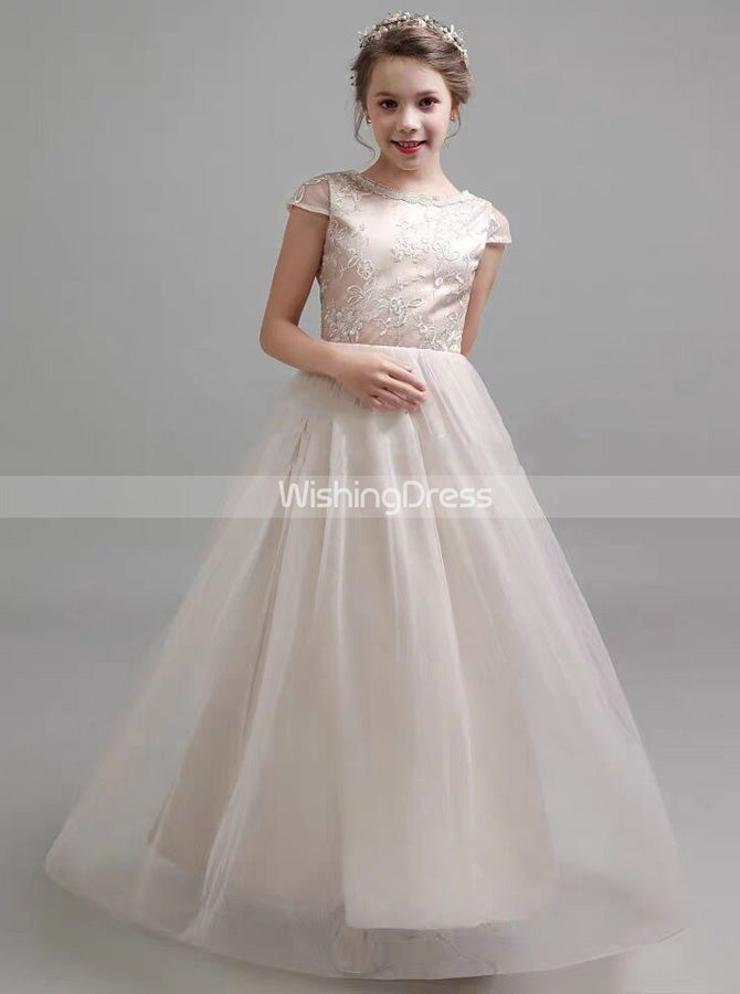 Long Tulle Junior Bridesmaid Dresses,Formal Girls Party Dress,JB00052 J12 / Burgundy