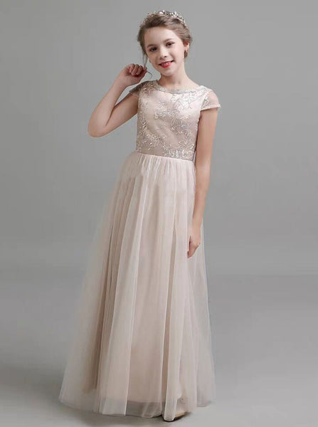 Long Tulle Junior Bridesmaid Dresses,Formal Girls Party Dress,JB00052