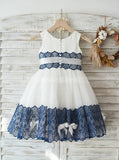 Lovely Flower Girl Dress,Girl Party Dress,Tea Length Flower Girl Dress,FD00090