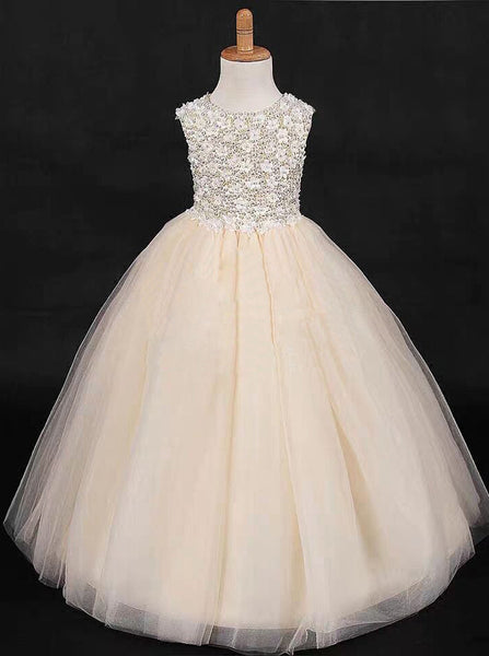 Lovely Little Girl Pageant Dress,Tulle Floor Length Party Dress for Teens,GPD0037
