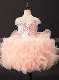 Lovely Little Girls Cupcake Dresses,Glitz Organza Ruffled Little Girls Cocktail Dress,GPD0046