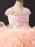 Lovely Little Girls Cupcake Dresses,Glitz Organza Ruffled Little Girls Cocktail Dress,GPD0046