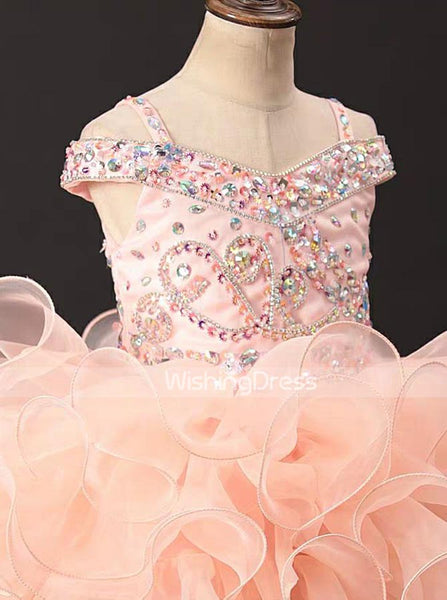 Lovely Little Girls Cupcake Dresses,Glitz Organza Ruffled Little Girls Cocktail Dress,GPD0046