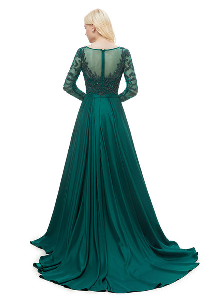 Luxury Prom Dresses with Sleeves,Sparkly Prom Dress with Overskirt,PD00378