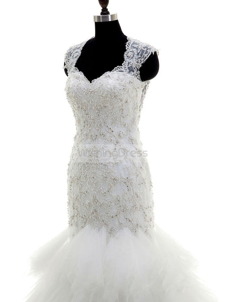 Luxury Wedding Dress,Mermaid Wedding Dress with Ruffles,Modern Wedding Gown,WD00044