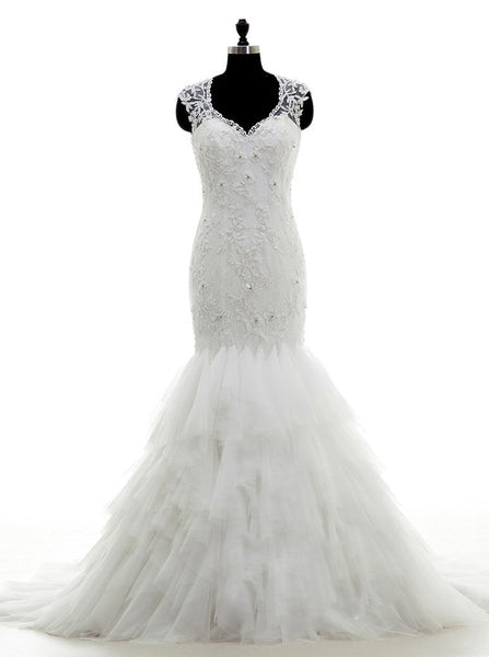 Luxury Wedding Dress,Mermaid Wedding Dresses,Ruffled Wedding Gown,Trendy Wedding Gown,WD00037