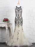 Mermaid Beaded Prom Dresses,Tulle Long Evening Dress,PD00377