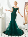 Mermaid Evening Dresses,Off the Shoulder Prom Dress,PD00455